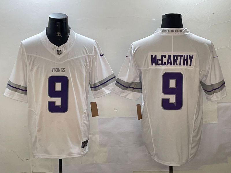Men Minnesota Vikings #9 Mccarthy White Throwback Three generation 2024 Nike Limited NFL Jersey style 1->minnesota vikings->NFL Jersey